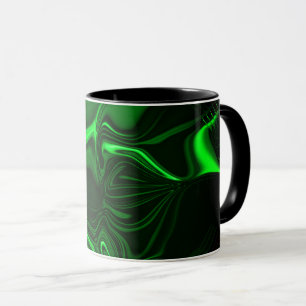 Caneca Curvas e dobradiças verdes esmaltadas sobre fundo 
