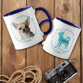 Caneca Custom Blue Chihuahua Mug Photo Personalized