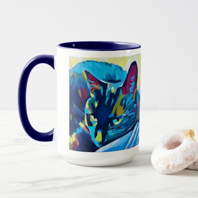 Caneca Custom Cat Portrait Painting - Forever Loved Per (Com Donut)