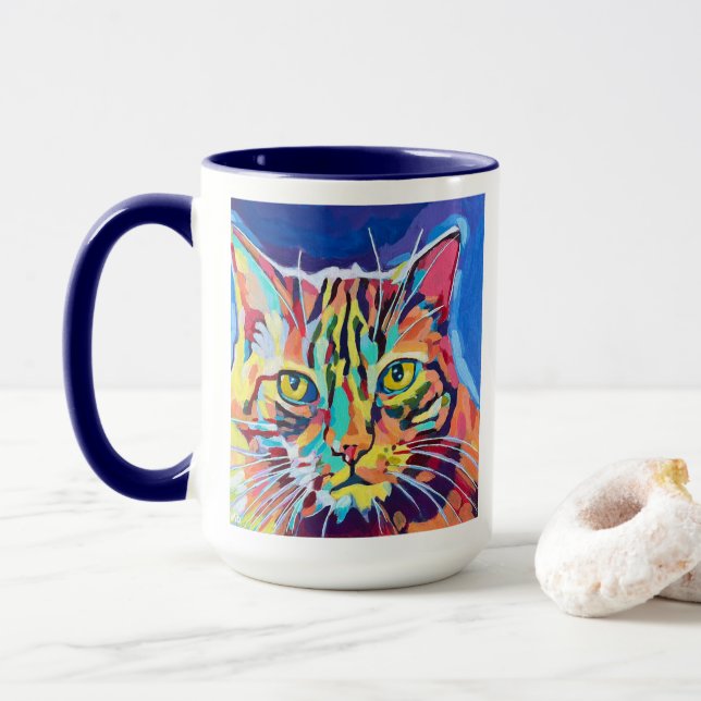 Caneca Custom Cat Portrait Painting - Forever Loved Pet (Com Donut)