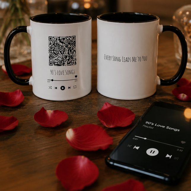 Caneca Custom Couple's QR Playlist Mug (Criador carregado)