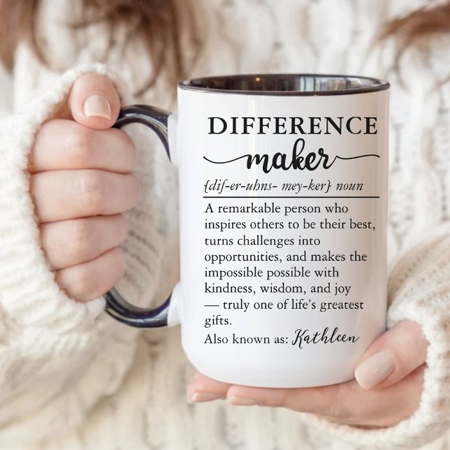 Caneca Custom “Difference Marker” Mug for Teacher or Boss (Custom Thank You Gift for Mentors, Teachers, Leaders & Bosses, Farewell Appreciation Gift Mug, )