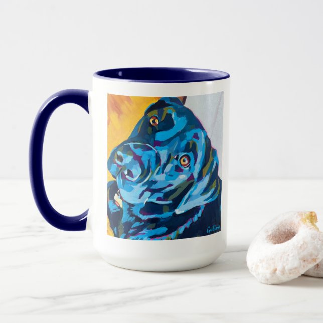 Caneca Custom Dog Portrait Painting - Forever Loved Pet (Com Donut)