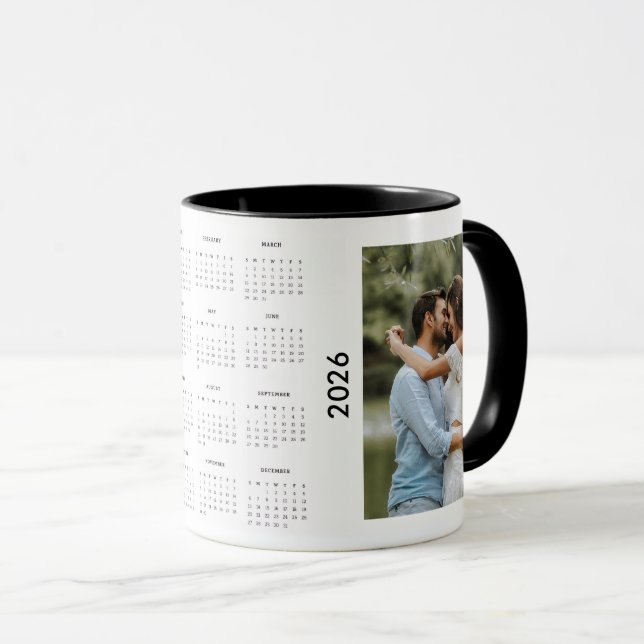 Caneca Custom Family 2 Photo 2026 Calendar  (Frente Esquerda)