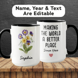 Caneca Custom February Birth Flower - Personalized Name