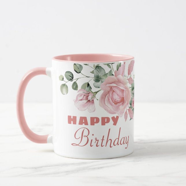 Caneca Custom Floral Happy Birthday  (Esquerda)