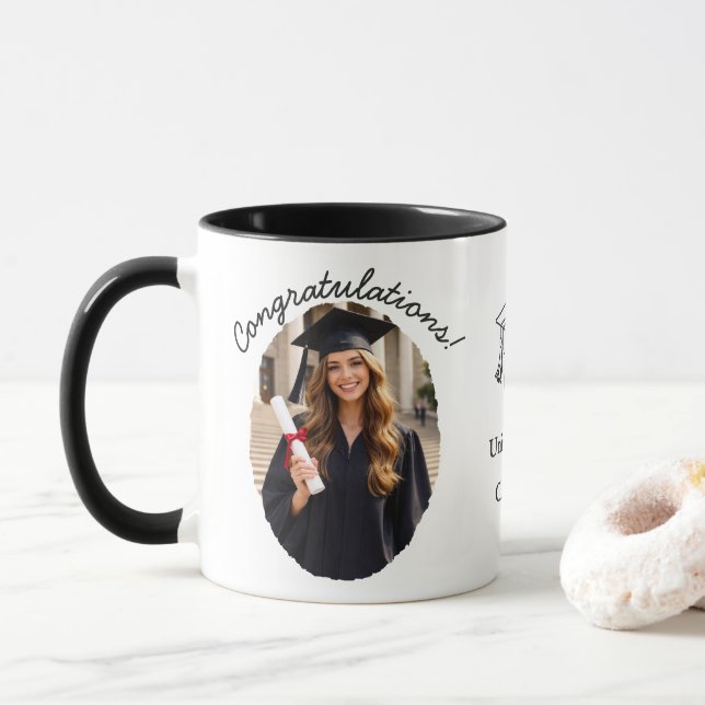 Caneca Custom Graduation Photo Mug Congratulations (Com Donut)