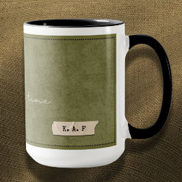 Caneca Custom Initial Moss Green Forest Storyteller Mug