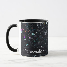 Caneca Custom Iridescent Abstract Stained Glass Pattern