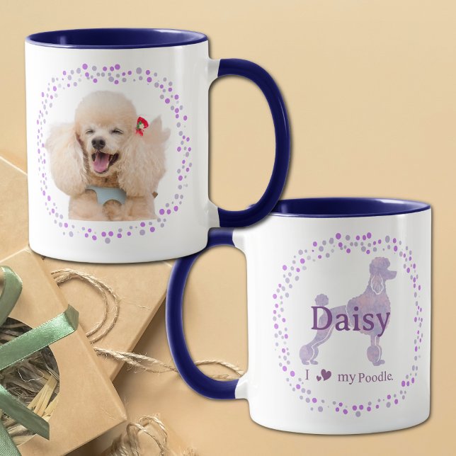 Caneca Custom Lavender Poodle Mug Photo Personalized (Criador carregado)