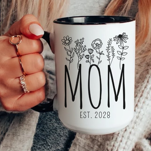 Caneca Custom Mom Mug, Floral Coffee Mug for New Moms (mother’s day mug, birthday gift for mom, christmas gift for mom, custom mug for mom,)