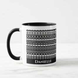 Caneca Custom Mug with Hidden Text in Geometric Pattern