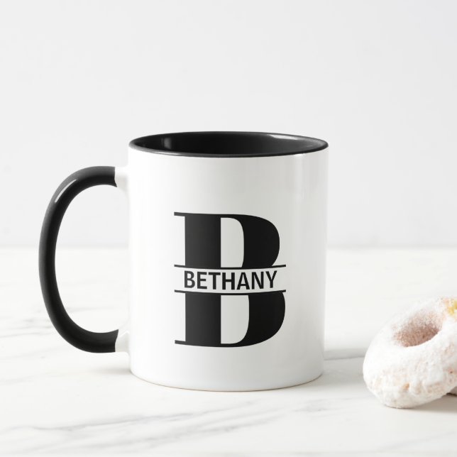 Caneca Custom Name Letter 'B' Mug (Com Donut)