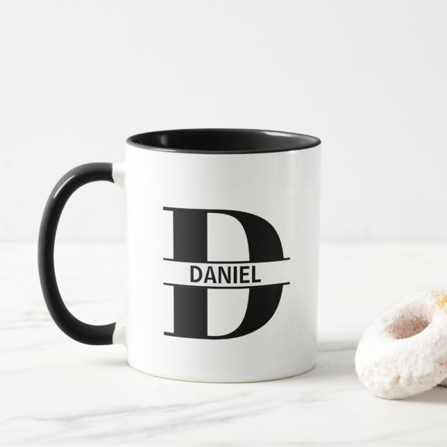 Caneca Custom Name Letter 'D' Mug (Com Donut)