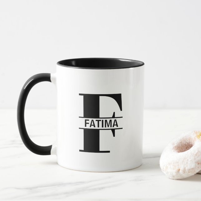 Caneca Custom Name Letter 'F' Mug (Com Donut)