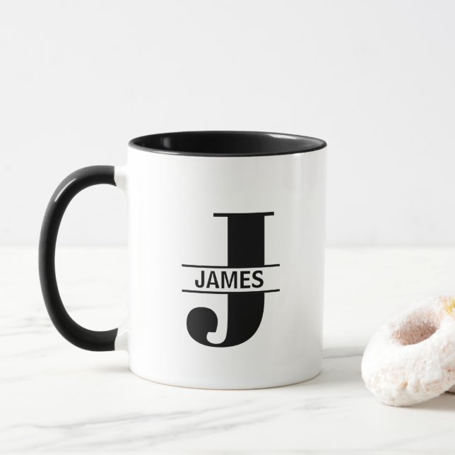 Caneca Custom Name Letter 'J' Mug (Com Donut)