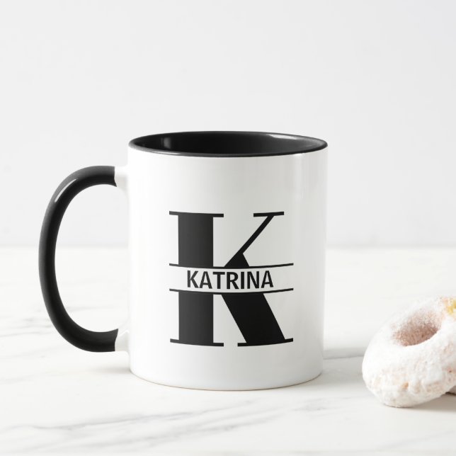 Caneca Custom Name Letter 'K' Mug (Com Donut)