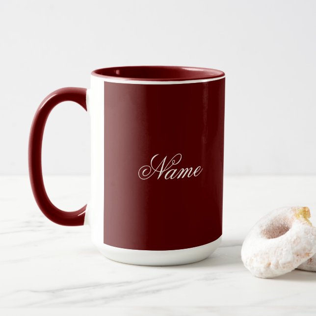 Caneca Custom Name Maroon Combo Mug Personalized (Com Donut)