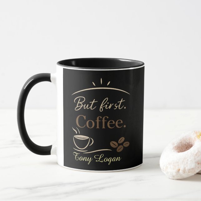Caneca Custom Name Minimalist Coffee Mug Gift (Com Donut)