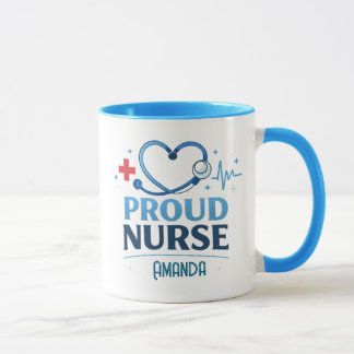 Caneca Custom Name Proud Nurse Coffee Mug Gift