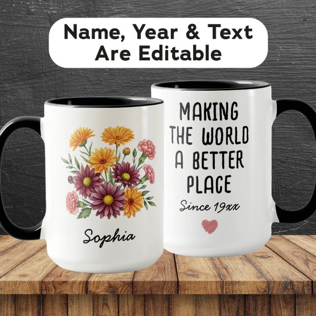 Caneca Custom November Birth Flower - Personalized Name (Criador carregado)