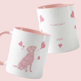 Caneca Custom Pastel Pink Labrador Retriever Valentine