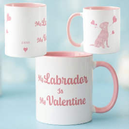 Caneca Custom Pastel Pink Labrador Valentine Mug, Name