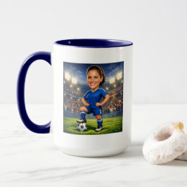 Caneca Custom Photo-Face Soccer/Football Star Caricature