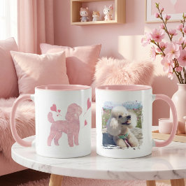 Caneca Custom Photo Poodle Valentine Mug with Name