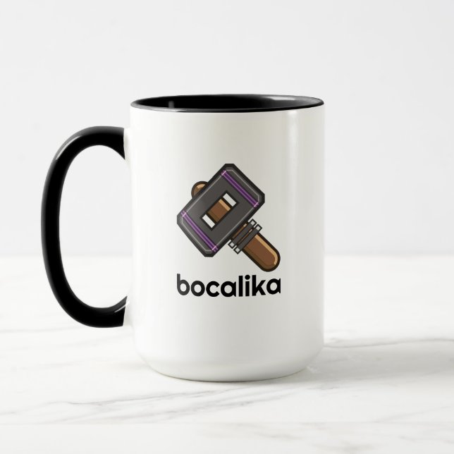 Caneca Custom Pixel Hammer Logo Mug – Editable Text (Esquerda)