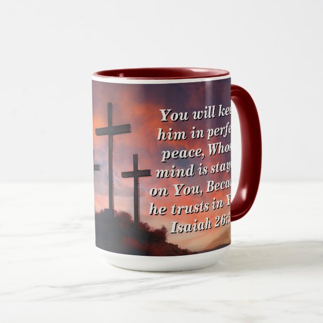 Caneca Custom Scripture Faith Coffee Mug Isaiah 26:3 (Frente Esquerda)