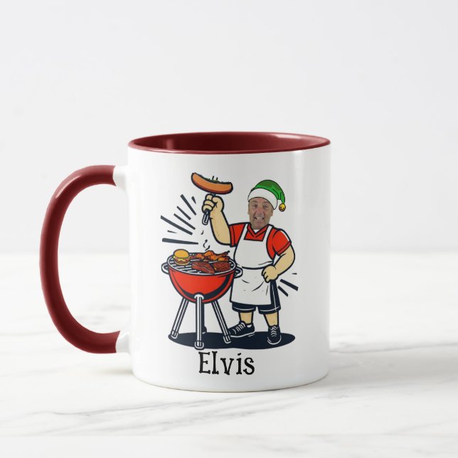 Caneca Custom Uncle BBQ Chef Mug - Christmas Photo Gift (Esquerda)