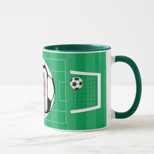 Caneca customizável da foto da bola de futebol da (Direita)