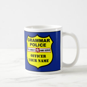 Caneca customizável da polícia da gramática