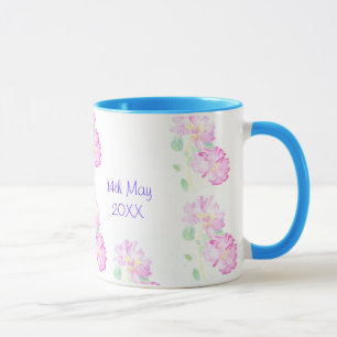 Caneca customizável do casamento, rosas
