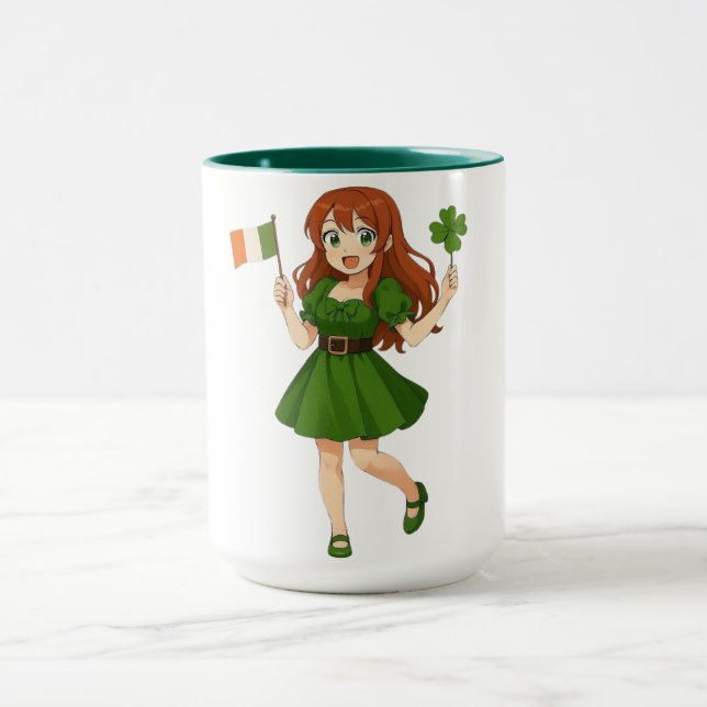 Caneca Cute anime redhead Saint Patrick's Day   (Centro)