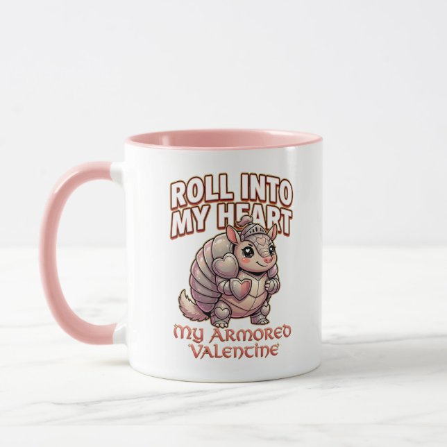 Caneca Cute Armadillo Knight Valentine–Roll Into My Heart (Esquerda)