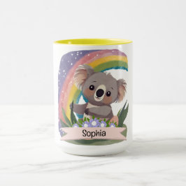 Caneca Cute Baby Koala Rainbow Nome Personalizado