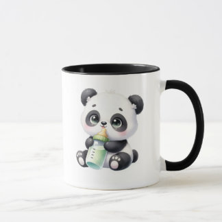 Caneca Cute Baby Panda Holding Bamboo Coffee Mug | Adorab