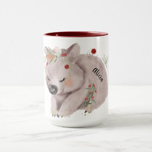 Caneca Cute Baby Wombat Dourado Speckle Nome Personalizad