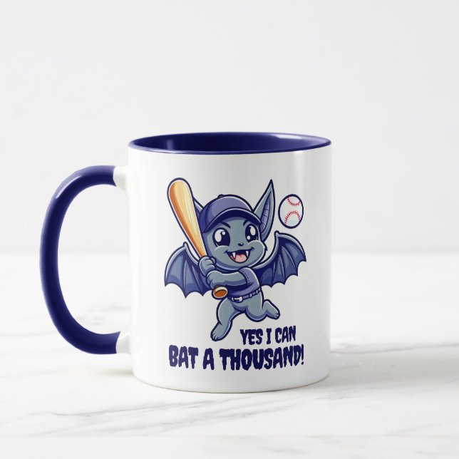 Caneca Cute Bat Engraçado, sim, eu posso bater mil! (Esquerda)