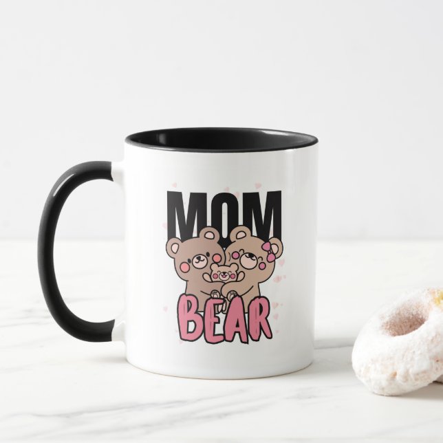 Caneca Cute bear-mom Text Illustration (Com Donut)