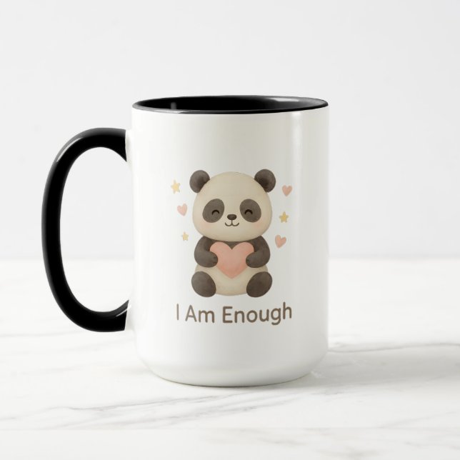 Caneca Cute Bear with Pink Heart — I Am Enough mug (Esquerda)