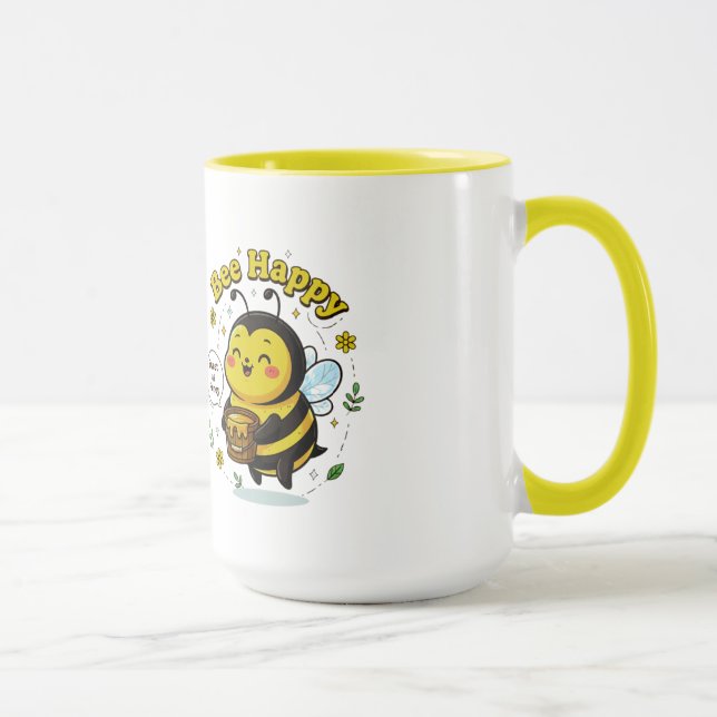 Caneca Cute Bee Happy Illustration - Sweet as Honey Desig (Direita)