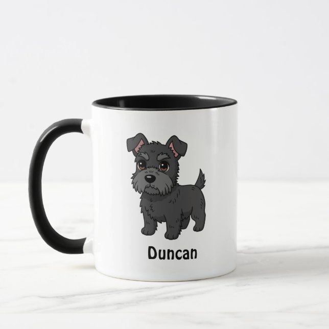 Caneca Cute Black Scottish Terrier Dog Custom Name (Esquerda)