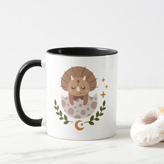 Caneca Cute Boho Dinosaur Coffee Mug for Kids (Com Donut)