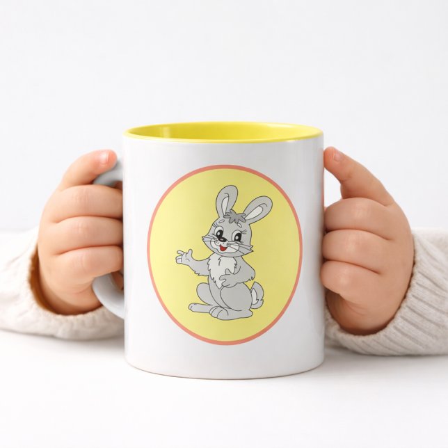 Caneca Cute Bunny Cartoon Kids (Cute bunny cartoon for toddlers kids animal )