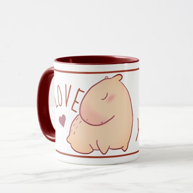 Caneca Cute capybara red Two-Tone Mug (Frente Esquerda)
