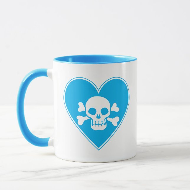 Caneca Cute Caveira Azul no Coração (Esquerda)