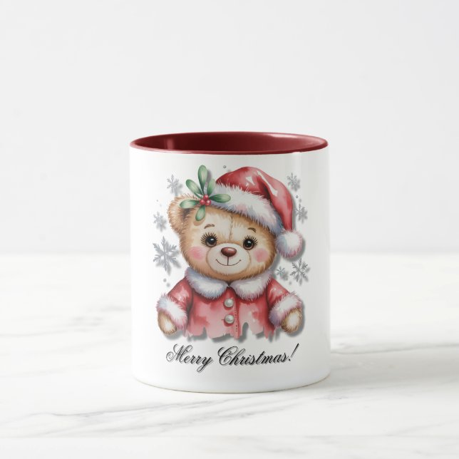 Caneca Cute Christmas Bear and Snowflakes Baby Shower  (Centro)